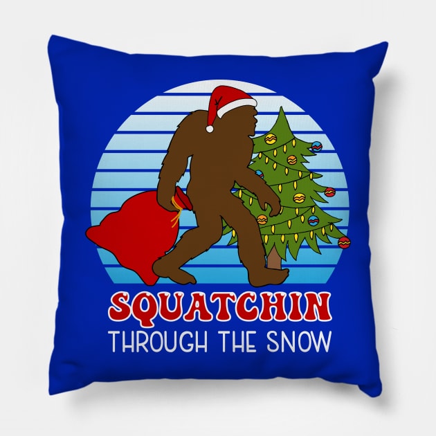 Funny Christmas Santa Bigfoot Pillow by HotHibiscus