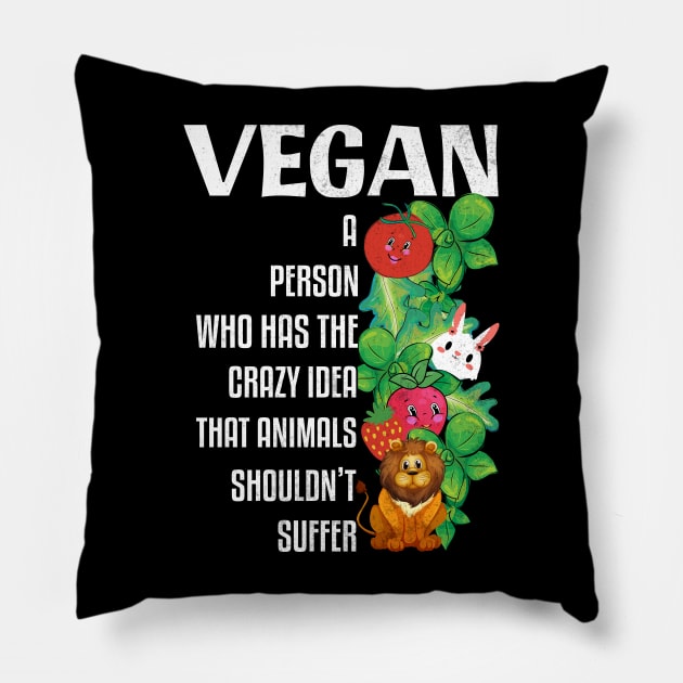 Vegan Power Animals Shouldn't Suffer, Vegan Christmas Gifts 2023 Pillow by KindWanderer