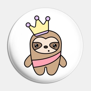 Surprised sloth with a crown on his head Pin