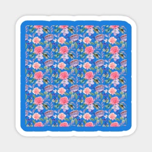 Repeated Watercolor Flower Pattern Magnet