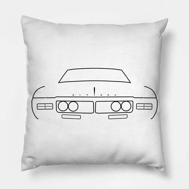 1969 vintage Buick Riviera black outline graphic Pillow by soitwouldseem