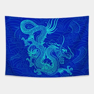 Turquoise Chinese / Japanese Dragon Tapestry