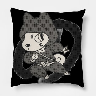 Ninja Dog Manga Tee: Black & White Japanese Comic Style Pillow