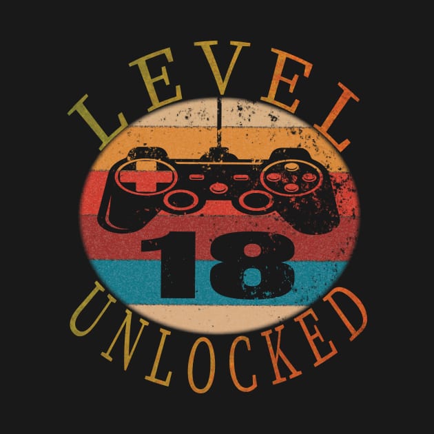 Level 18 Unlocked Funny Video Gamer 18th Birthday Gift by Grabitees