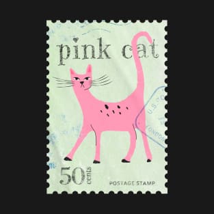 Pink Cat Stamp T-Shirt
