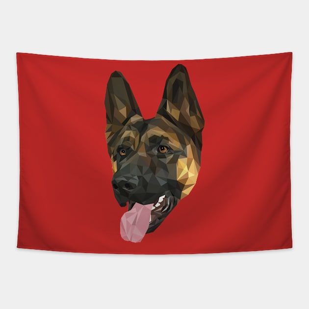 German Shepherd Low Poly Art Tapestry by TheLowPolyArtist