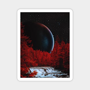 The Red Forest - Space Collage, Retro Futurism, Sci-Fi Magnet