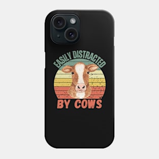 easily distracted by cows funny cow for cow lovers Phone Case
