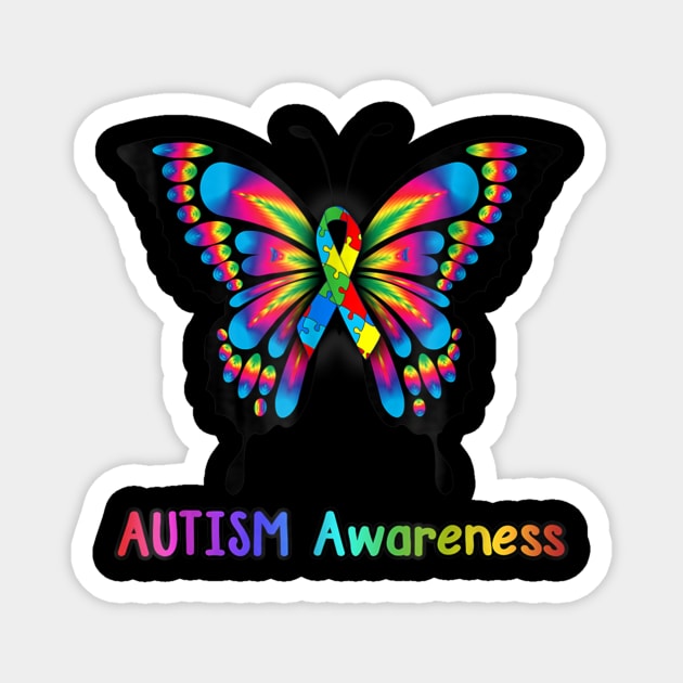 Colorful Butterfly Autism Awareness Magnet by Danielsmfbb