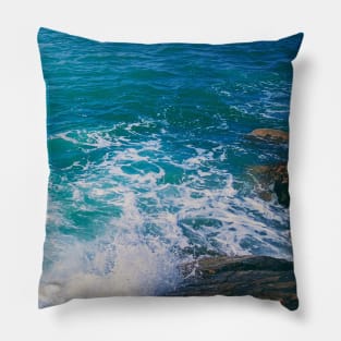 Summer Sea Waves Rocks Nature Pillow