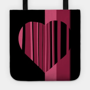 Black and pink striped Heart Tote