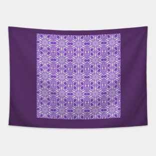 Vintage Look Purple and Cream Geometric Stars and Squiggles Pattern Tapestry