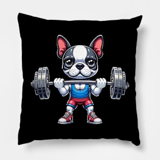 Boston Terrier Weightlifting Pillow