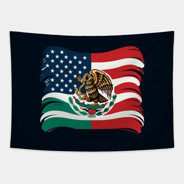 Mixed Mexican American Flag, Proud to be Mexican, Immigration Tapestry by Pattyld