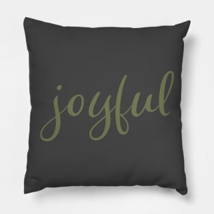 Joyful Olive Green Script Christmas Holiday Wish Pillow