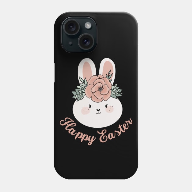 Happy easter cute easter bunny wearing a flower crown Phone Case by Yarafantasyart