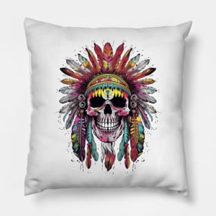 Native American Chief Skull #1 Pillow