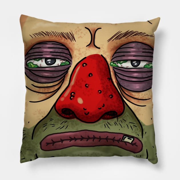 Old retired unhappy clown Pillow by John Byrne