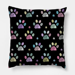 Colorful paw prints pattern Pillow