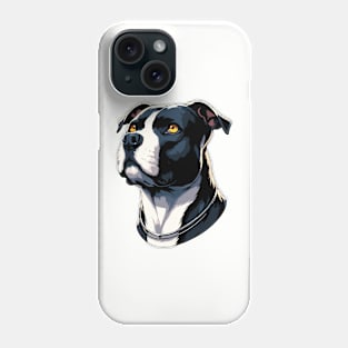 Stunning and Cool American Staffordshire Terrier Monochrome and Gold Portrait for Father's Day Phone Case