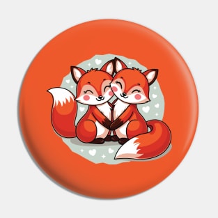 Foxes Romantic Couple Pin