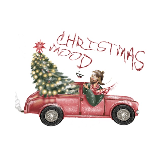 Christmas red car by Sidfamily