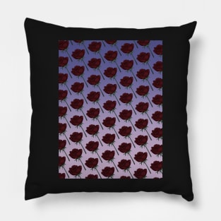 Romantic Red Roses Pattern | Purple Background Pillow