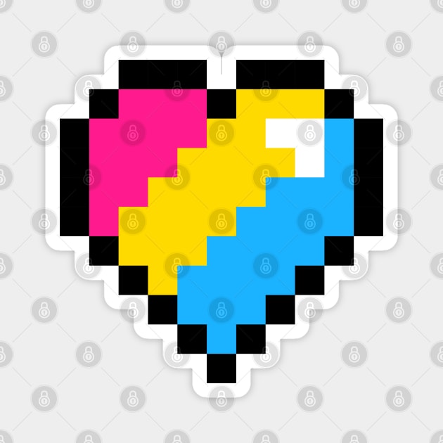 Pansexual Pride Pixel Heart Magnet by mockingjaeart