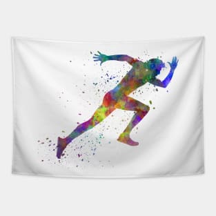 Man running sprinting jogging Tapestry