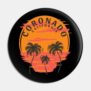 Coronado California Sunset Skull and Palm Trees Pin