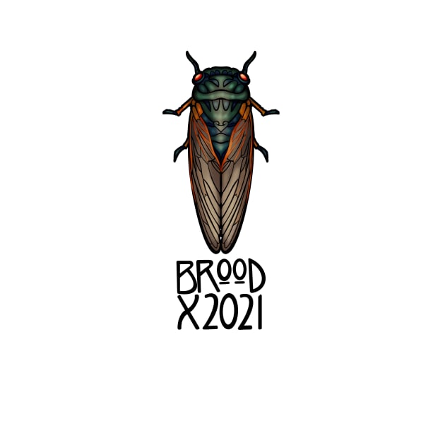 Art Nouveau Cicada Black Outline Brood X 2021 by RJKpoyp