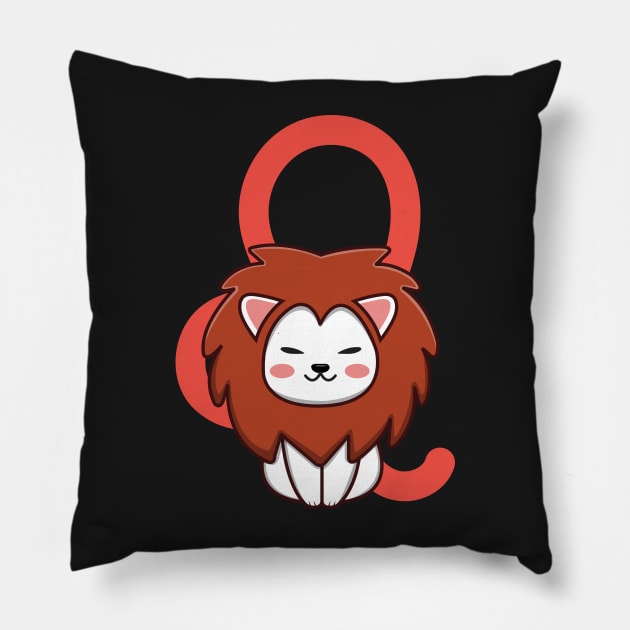 Leo Zodiac Cat Pillow by Luna Illustration