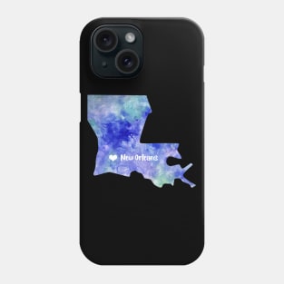 New Orleans Louisiana state map watercolor Watercolour Baton Rouge NOLA Phone Case