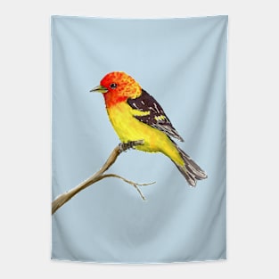 Western tanager watercolor and ink drawing Tapestry