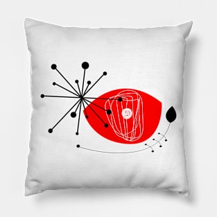 Composition with a red eye, flower and star. Pillow