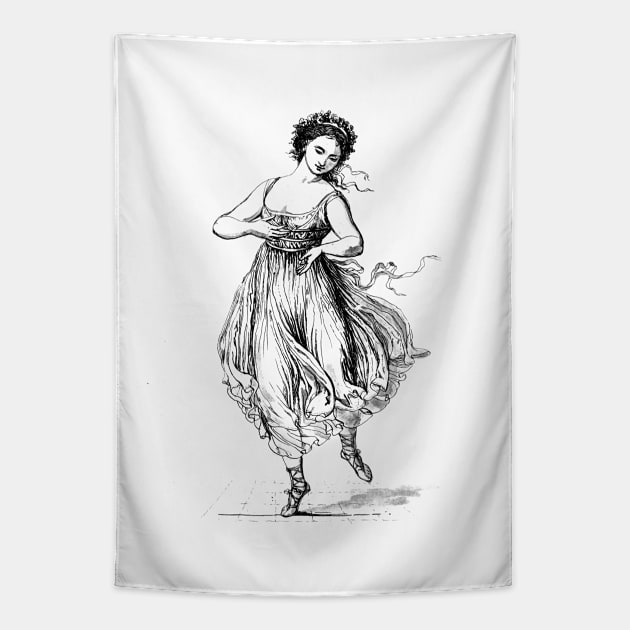 Italian Dancer 2 by Johann Gottfried Schadow Tapestry by rocketshipretro