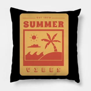 Summer Vibes Retro Vintage Holiday Art Pillow