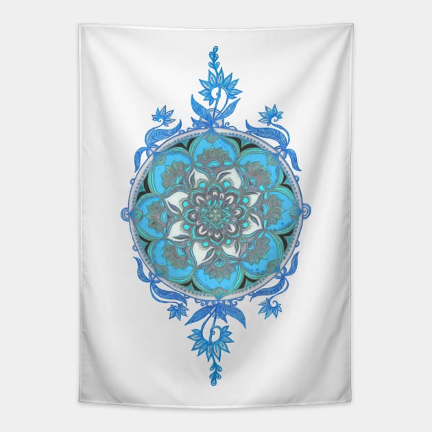 Mint Green, Blue & Aqua Super Boho Medallions Tapestry by micklyn