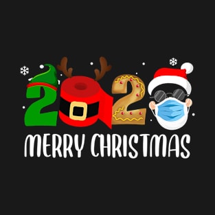 Merry Christmas 2020 Quarantine Santa ELF Reindeer Mask T-Shirt