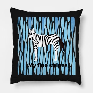 fine stripes,zebra,BLUE Pillow