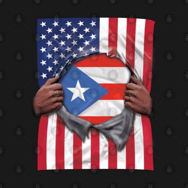 Puerto Rico Flag American Flag Ripped - Gift for Puerto Rican From Puerto Rico by Country Flags