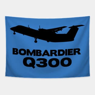 Bombardier Q300 Silhouette Print (Black) Tapestry