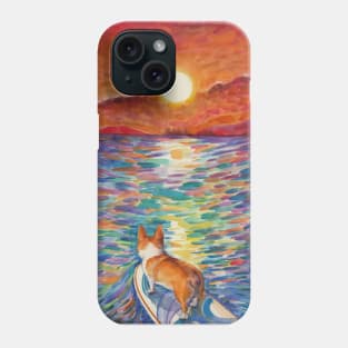 Sunset surfer corgi Phone Case