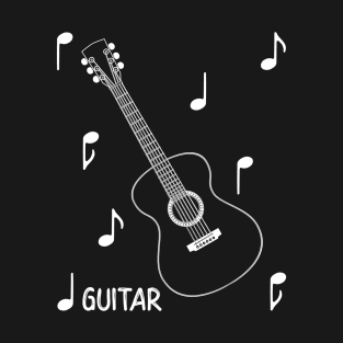 Musical Notes Acoustic Guitar T-Shirt