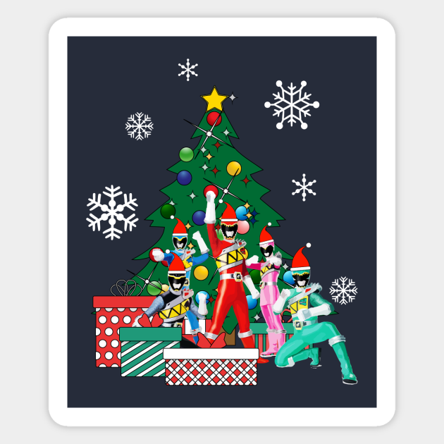 traje Molde Confiar Power Rangers Around The Christmas Tree - Power Rangers - Sticker |  TeePublic