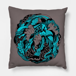 Blue Grey Abstract Wave of Thoughts No 1 Pillow