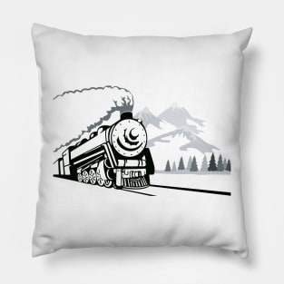 Steam Locomotive Retro Pillow