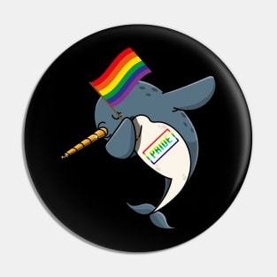 Pride LGBT Gay Be Lesbian Narwhal Dabbing Funny Pin