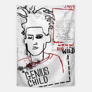 Genius Child Doodle Black Tapestry