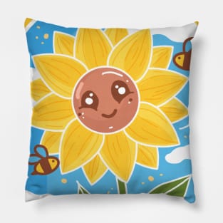 Sunshine Sunflower and honeybees Pillow